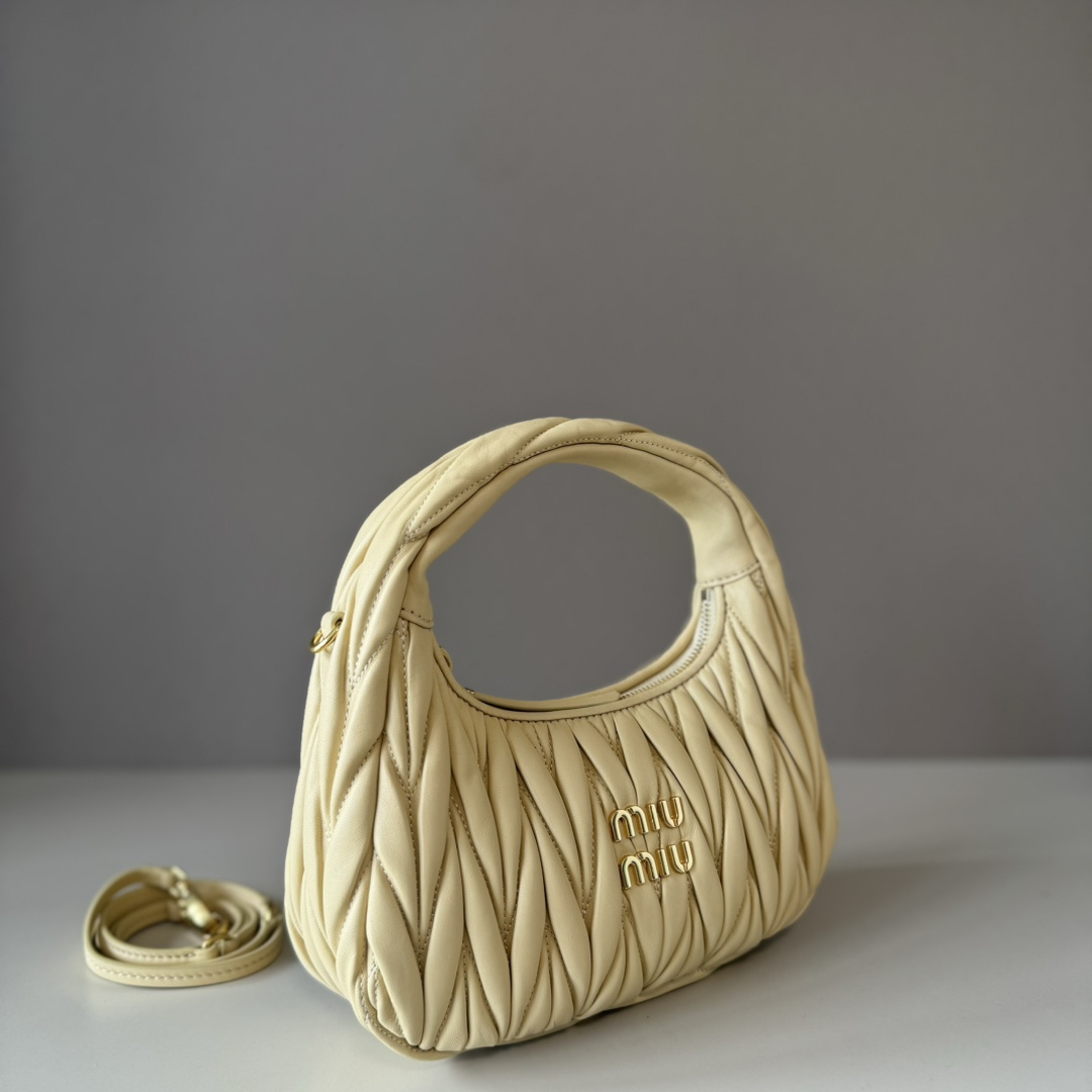 MIU MIU  Wander Materasse Women's Hobo Bag , light yellow