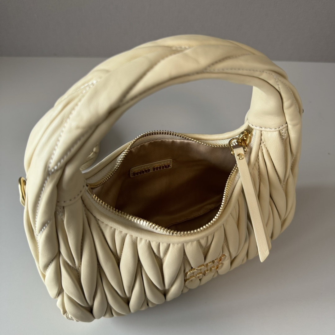 MIU MIU Wander Materasse Women's Hobo Bag , light yellow MIU MIU Wander Materasse Women's Hobo Bag , light yellow
