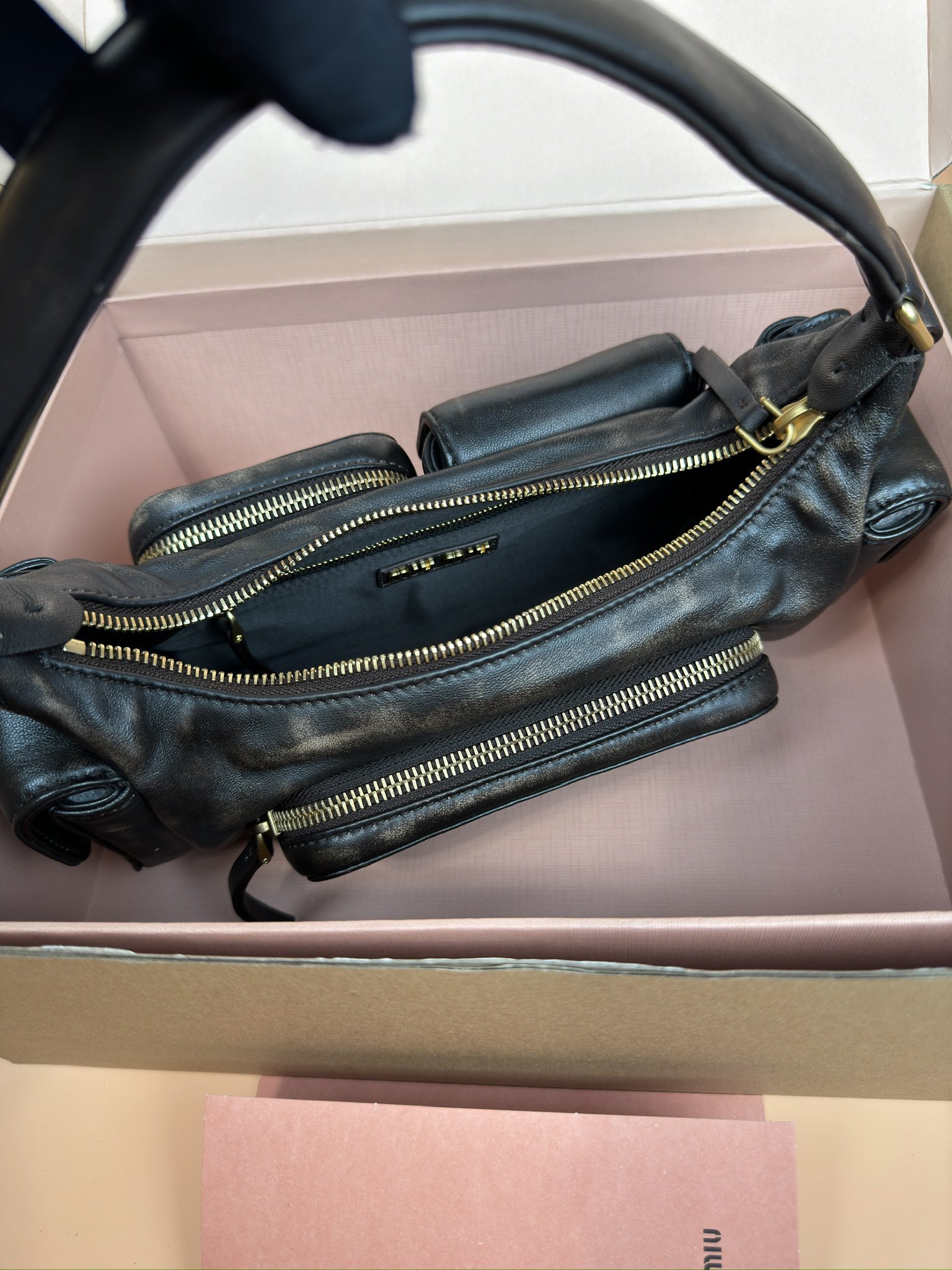 MIU MIU   Leather Shoulder Bag - Black Shoulder Bags