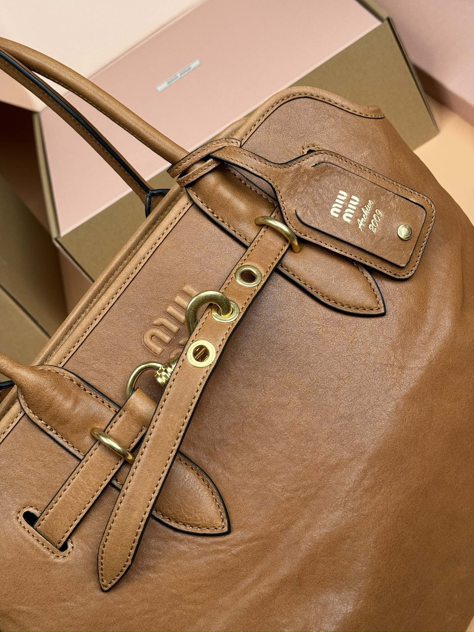 MIU MIU  Nappa Medium Aventure Bag Rovere
