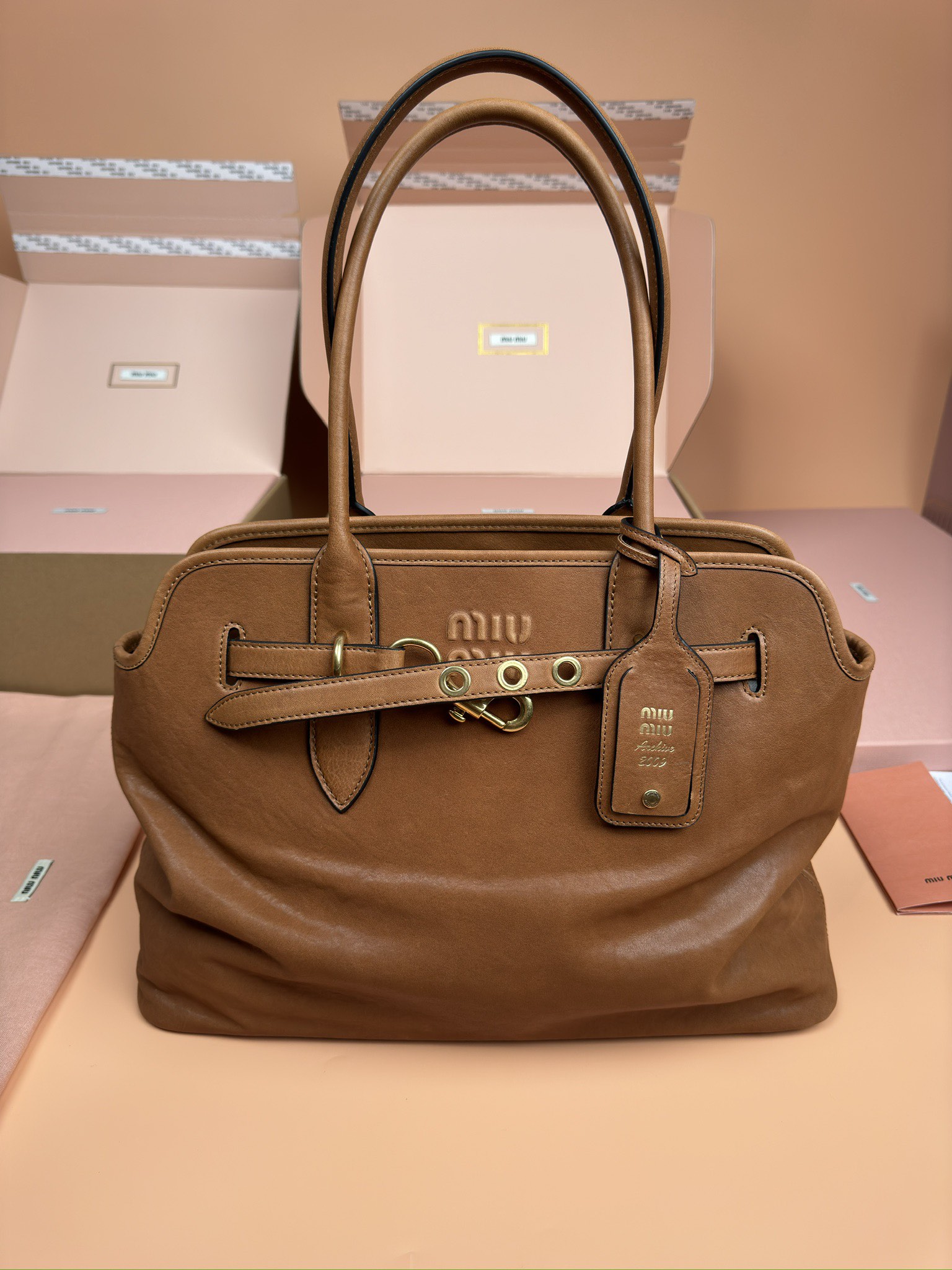 MIU MIU  Nappa Medium Aventure Bag Rovere