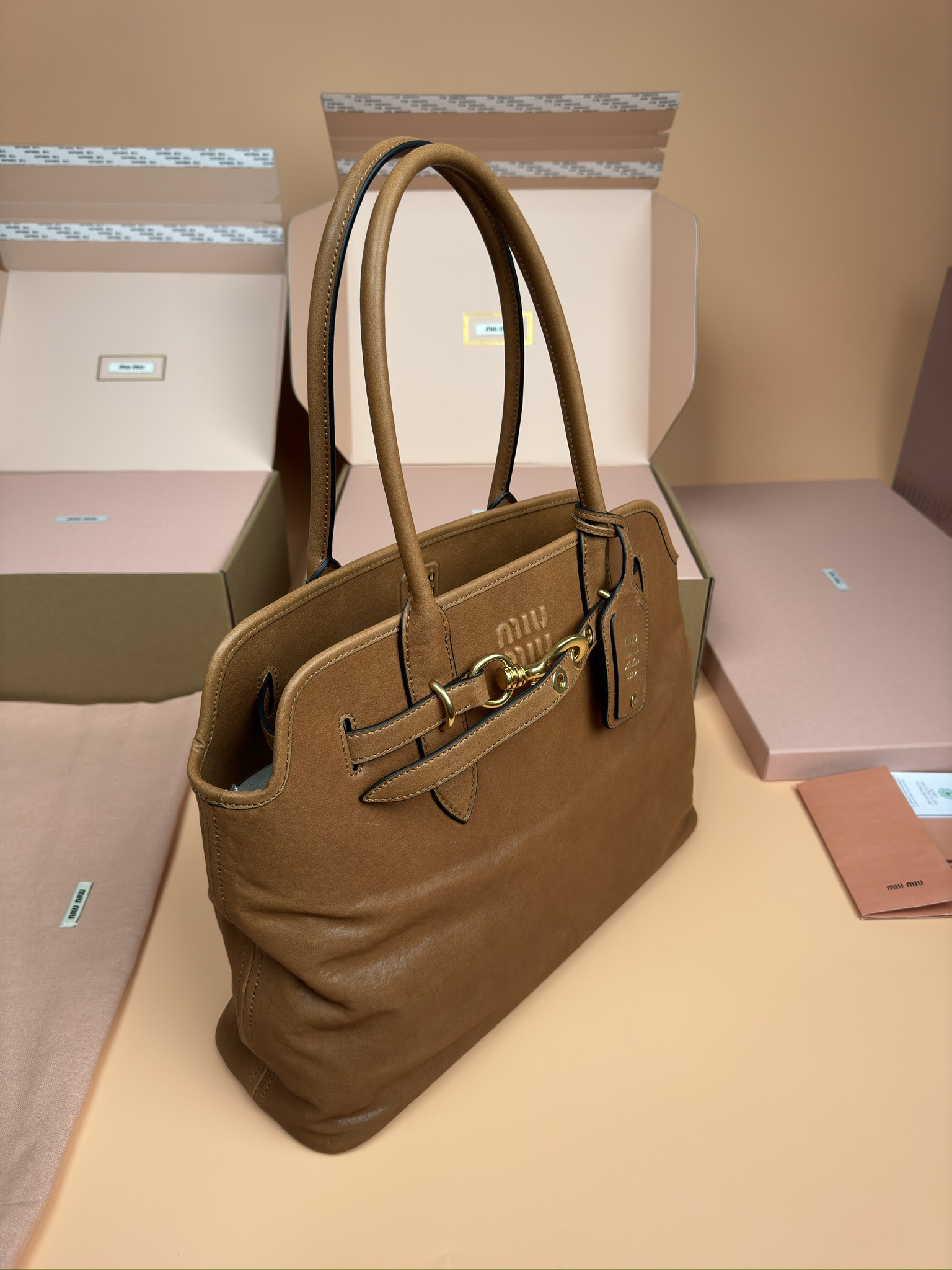 MIU MIU  Nappa Medium Aventure Bag Rovere