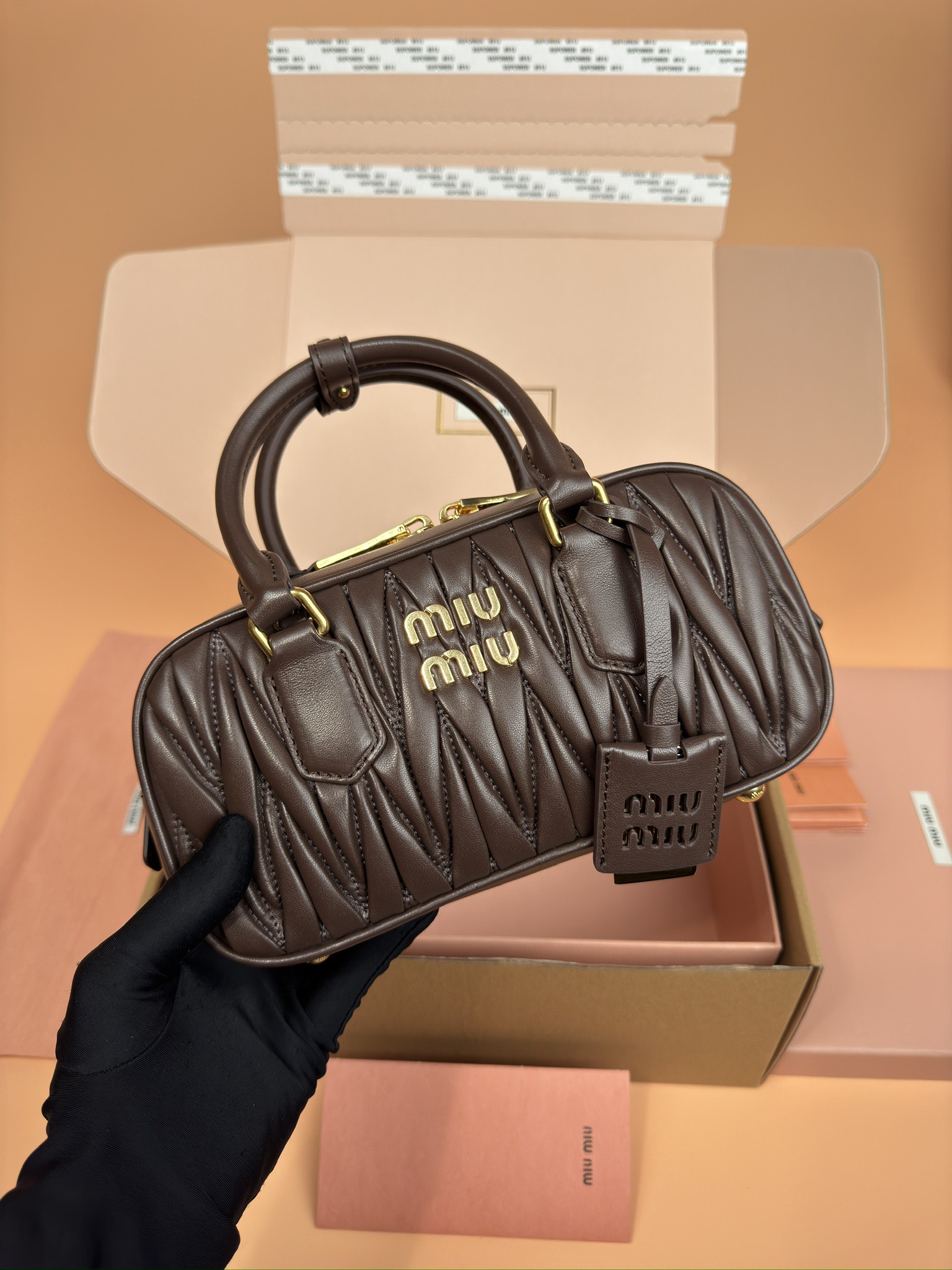 MIUMIU Arcadie Matelassé Soft Sheep Leather Handbag,Black MIUMIU Arcadie Matelassé Soft Sheep Leather Handbag,Black