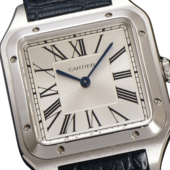 Cartier Santos - Dumont watch, quartz stainless, steel, deep blue leather strap Cartier Santos - Dumont watch, quartz stainless, steel, deep blue leather strap
