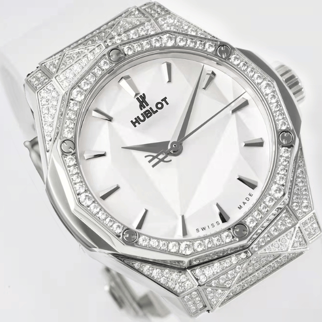 HUBLOT Classic Fusion series Olinski Titanium White Interlaced Pave Watch