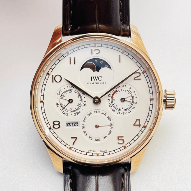 IWC Portugieser Perpetual Calendar Silver, 18 ct 5N gold case IWC Portugieser Perpetual Calendar Silver, 18 ct 5N gold case