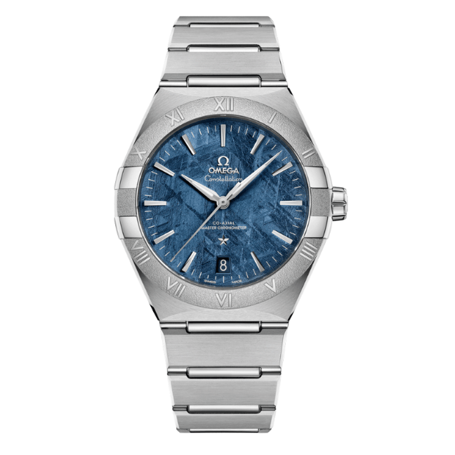 OMEGA, Constellation series 41mm, stainless - steel case with a stainless - steel bracelet, men's watch, blue + platinum