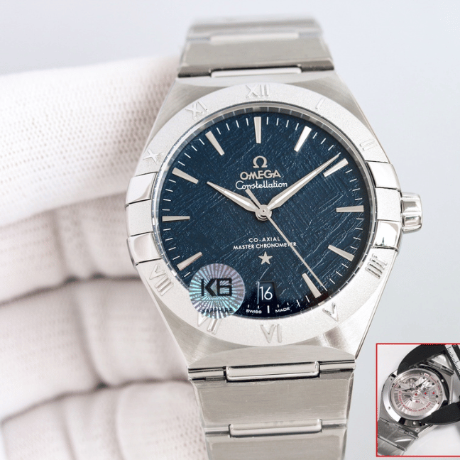 OMEGA, Constellation series 41mm, stainless - steel case with a stainless - steel bracelet, men's watch, blue + platinum OMEGA, Constellation series 41mm, stainless - steel case with a stainless - steel bracelet, men's watch, blue + platinum